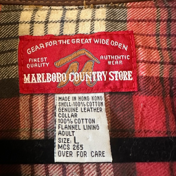 1970s Marlboro Country Store Denim Jacket Leather Collar - Picture 2 of 6